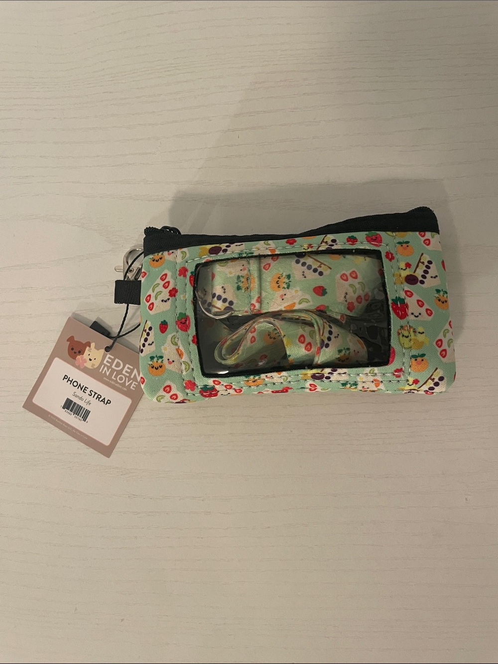 Eden In Love Mint Floral Phone Strap Pouch